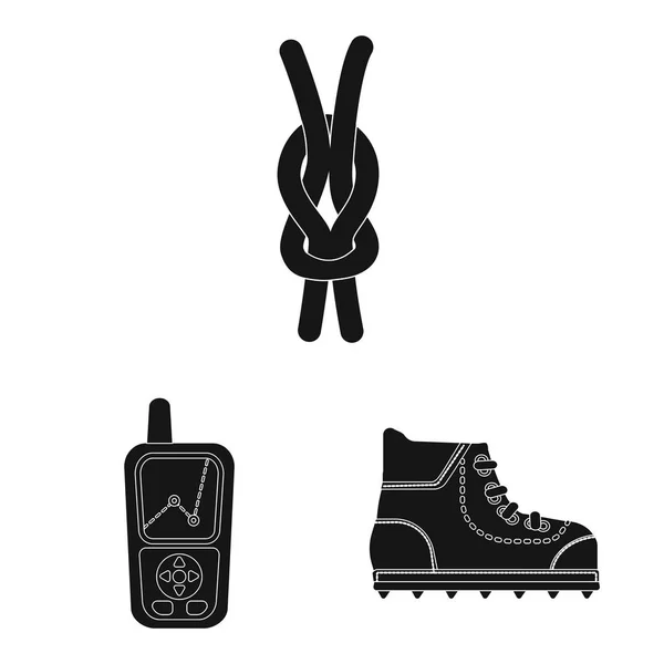 Conception vectorielle de l'alpinisme et du logo de pointe. Ensemble d'alpinisme et symbole de stock de camp pour la toile . — Image vectorielle