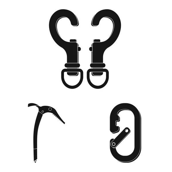 Ilustración vectorial del alpinismo y el símbolo pico. Conjunto de alpinismo e icono de vector de campamento para stock . — Vector de stock