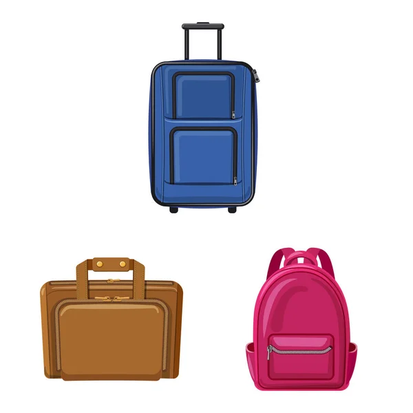 Isoliertes Gepäckstück und Gepäckzeichen. Sammlung von Koffer und Reise-Aktiensymbol für das Web. — Stockvektor
