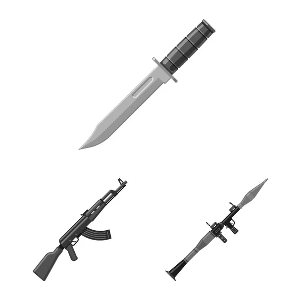Vektor-Illustration von Waffe und Gewehrzeichen. Set von Waffen und Armee-Vektor-Symbol für Aktien. — Stockvektor
