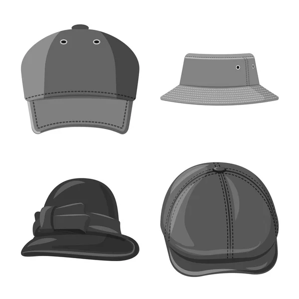 Design vetorial de headwear e ícone de boné. Coleção de headwear e ícone de vetor acessório para estoque . —  Vetores de Stock