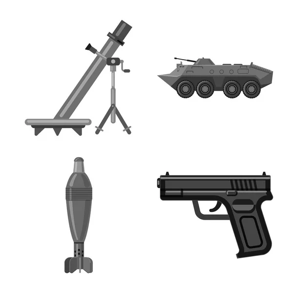 Illustrazione vettoriale del simbolo dell'arma e della pistola. Raccolta di armi e stock dell'esercito illustrazione vettoriale . — Vettoriale Stock