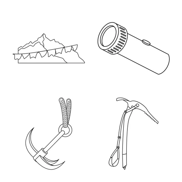 Ilustracja wektorowa alpinizmu i szczyt logo. Zestaw alpinizmu i obozu symbol giełdowy dla sieci web. — Wektor stockowy