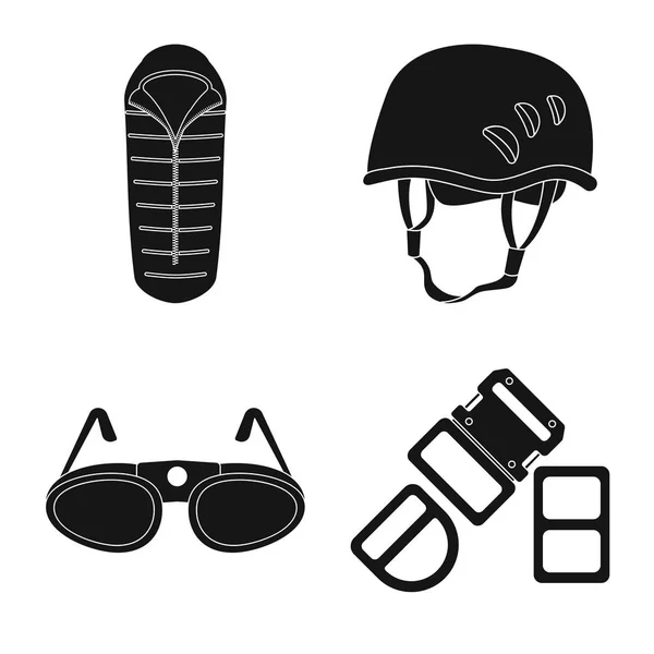 Vector ontwerp van alpinisme en piek logo. Verzameling van alpinisme en camp vector pictogram voor voorraad. — Stockvector