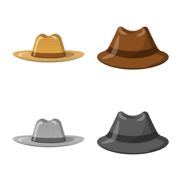Diseño vectorial de la cabeza y el icono de la tapa. Conjunto de sombreros y accesorios stock vector ilustración . — Archivo Imágenes Vectoriales