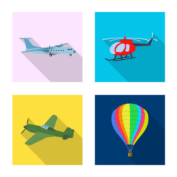 Vector design of plane and transport logo. Set of plane and sky stock vector illustration.