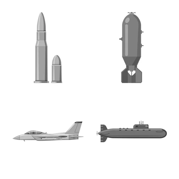Objeto aislado de arma y símbolo de arma. Colección de armas y ejército stock vector ilustración . — Vector de stock
