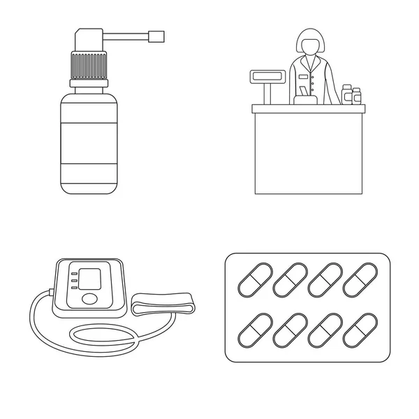 Vektorové Ilustrace Lékárny Nemocnice Loga Sada Lékárna Obchod Vektorové Ikony — Stockový vektor