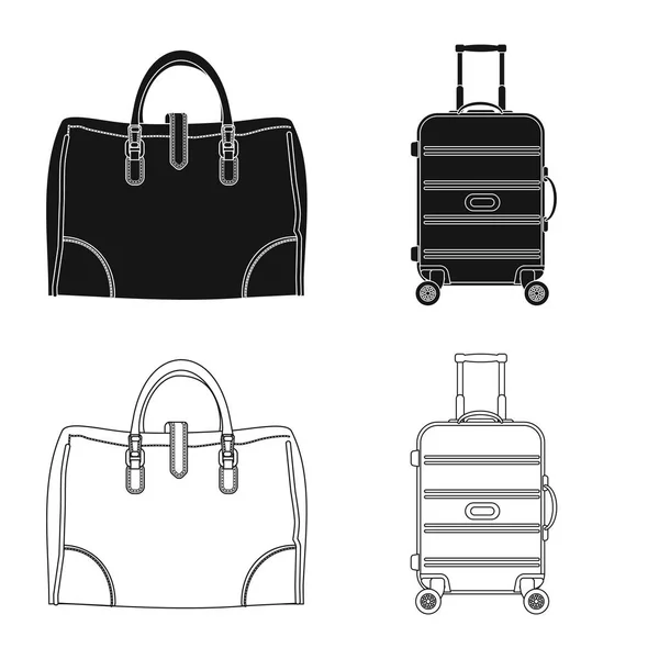 Vector ontwerp van koffer en bagage teken. Collectie van pictogram in de koffer en reis de vector voor voorraad. — Stockvector