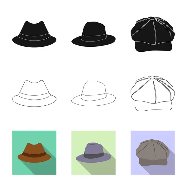 Projeto vetorial de headwear e símbolo de boné. Coleção de headwear e símbolo de estoque acessório para web . — Vetor de Stock