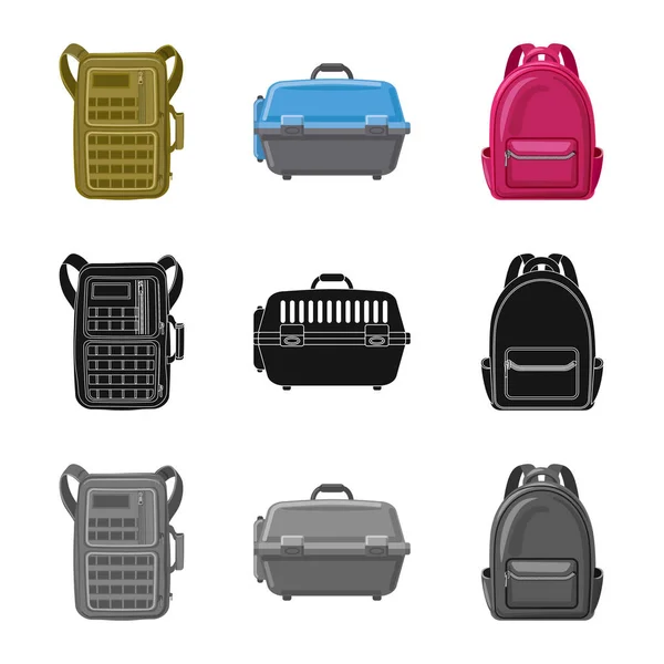 Objeto aislado de maleta e icono de equipaje. Conjunto de maleta e icono de vector de viaje para stock . — Archivo Imágenes Vectoriales