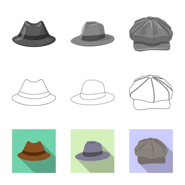 Şapkalar ve kap simge vektör Illustration. Şapkalar ve hisse senedi için aksesuar vektör simge kümesi. — Stok Vektör
