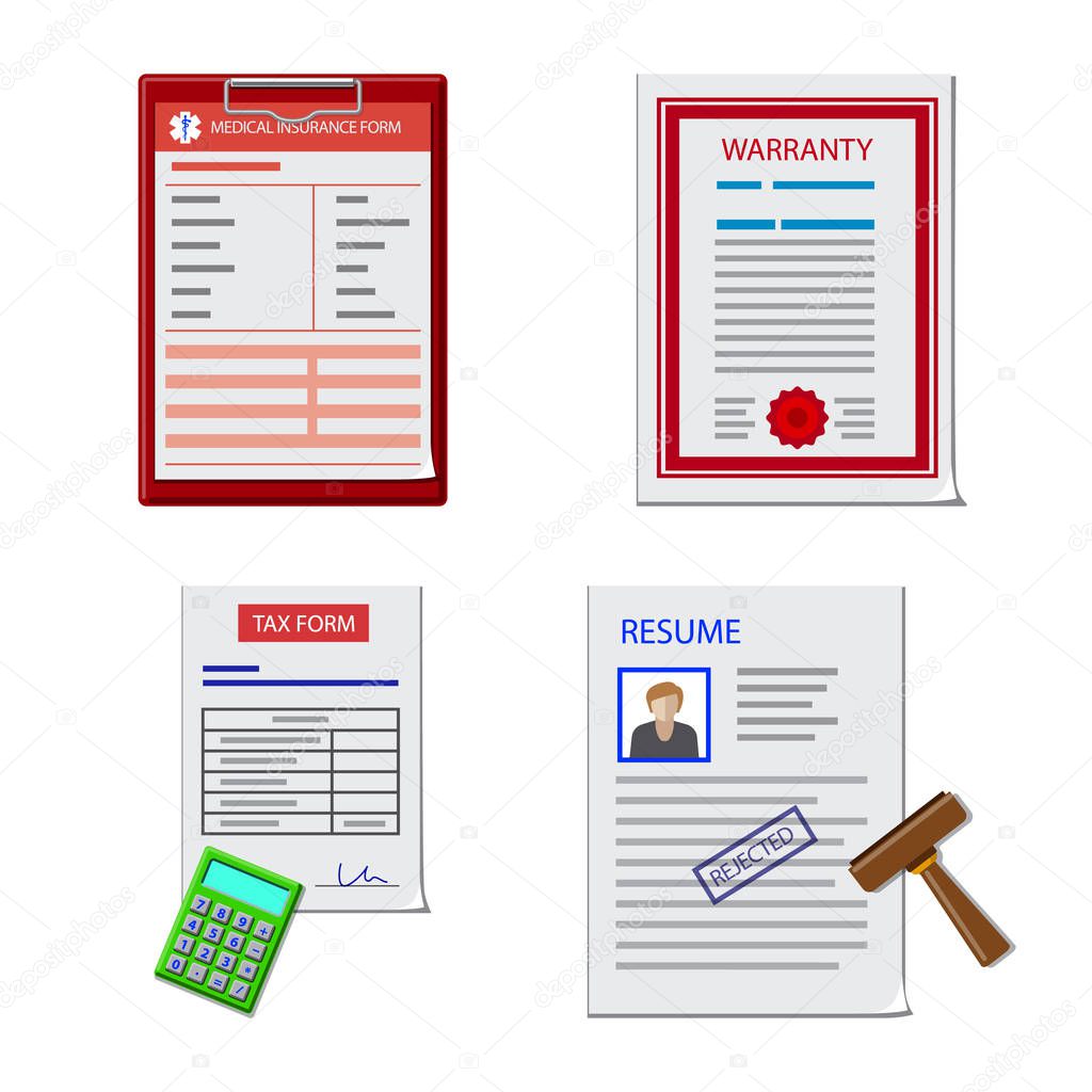 Vector illustration of form and document icon. Collection of form and mark stock symbol for web.
