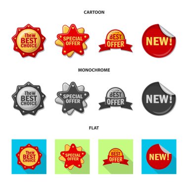 Amblem ve rozet simge vektör tasarımı. Web için amblem ve etiket hisse senedi simgesi kümesi.