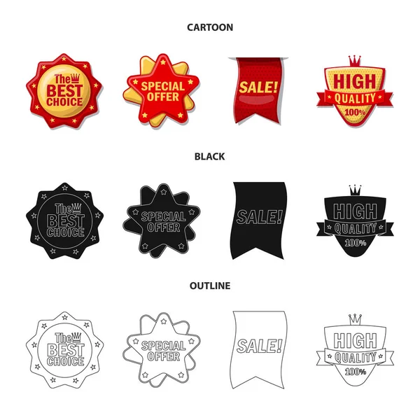 Vector illustration of emblem and badge icon. Set of emblem and sticker vector icon for stock. — Stock Vector