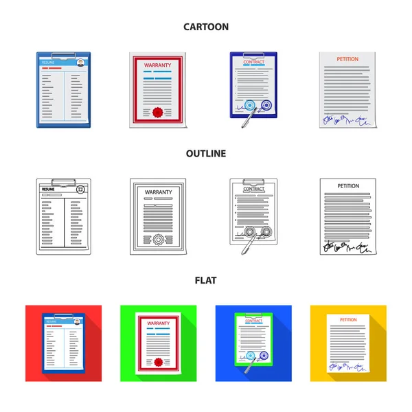 Ilustração vetorial da forma e do sinal do documento. Conjunto de forma e marca vetor ícone para estoque . —  Vetores de Stock