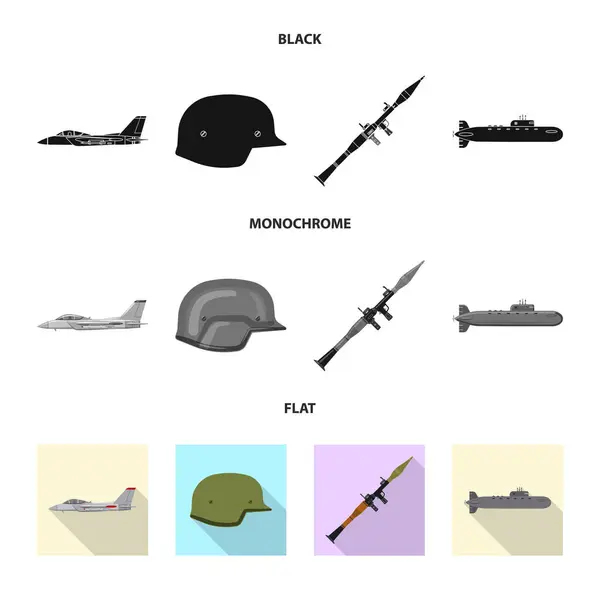 Vector ontwerp van wapen en pistool logo. Set van wapen en leger aandelensymbool voor web. — Stockvector