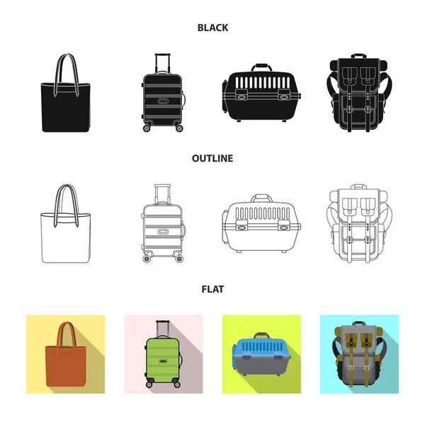 Illustration vectorielle de la valise et du logo des bagages. Collecte de valises et illustration vectorielle du stock de voyage . — Image vectorielle