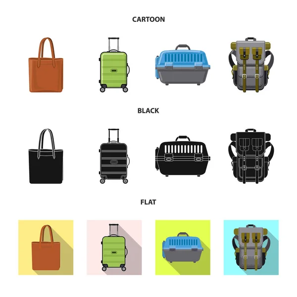 Illustration vectorielle de la valise et du logo des bagages. Ensemble de valise et symbole de stock de voyage pour le web . — Image vectorielle