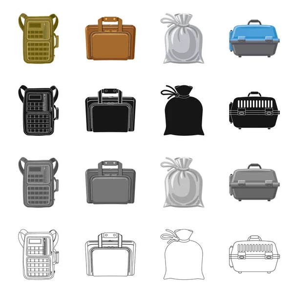 Objeto isolado de mala e sinal de bagagem. Conjunto de maleta e ilustração do vetor de estoque de viagem . — Vetor de Stock