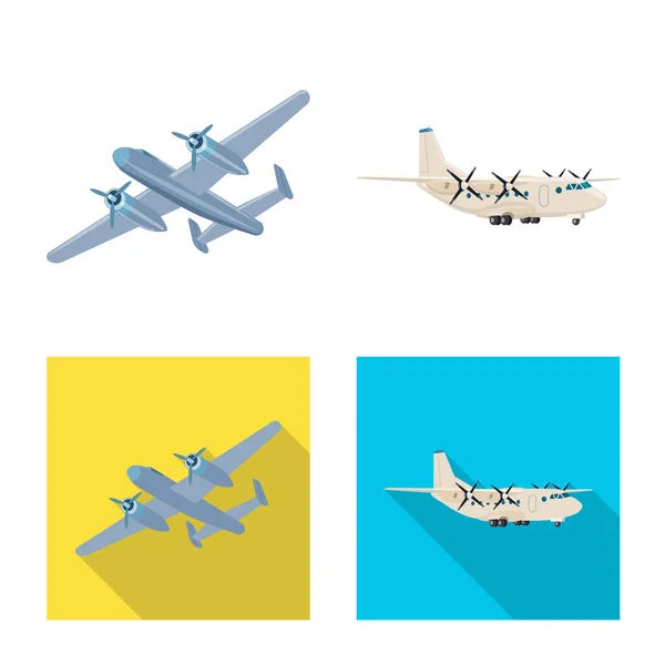 Vektorové ilustrace ikony letadlo a dopravy. Sada letadlo a obloha vektorové ilustrace. — Stockový vektor