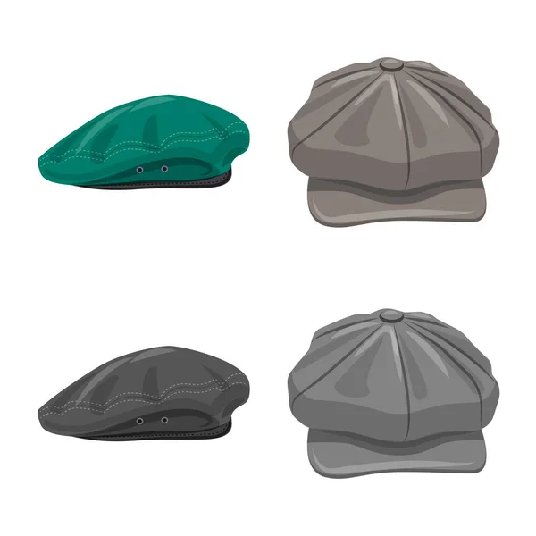 Objek terisolasi dari headwear dan cap simbol. Set dari gambar headwear dan accessory stock vector . - Stok Vektor
