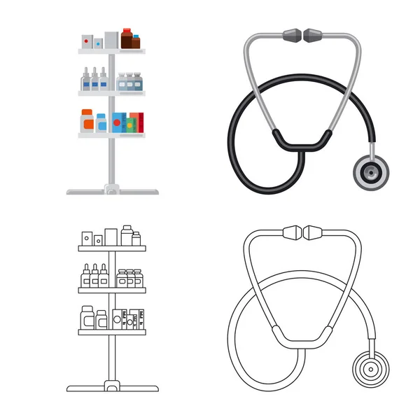 Isolated object of pharmacy and hospital icon. Collection of pharmacy and business vector icon for stock. — Stock Vector