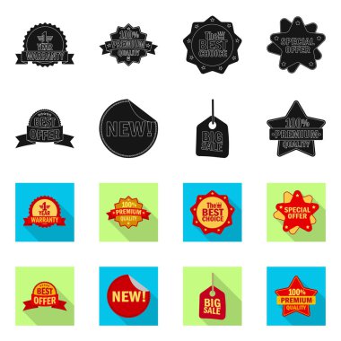 Amblem ve rozet simge vektör Illustration. Web için amblem ve etiket hisse senedi simgesi kümesi.