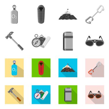 Yalıtılmış nesne tırmanışla ve tepe ikon. Dizi tırmanışla ve kamp hisse senedi vektör çizim.