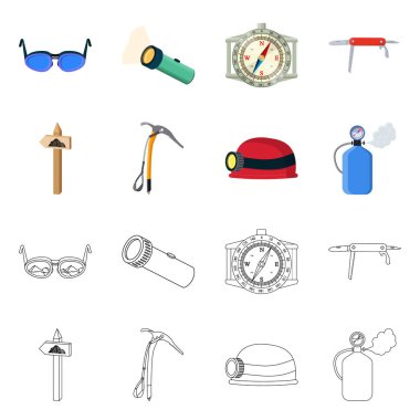 Vektör çizim tırmanışla ve tepe sembolü. Tırmanışla ve hisse senedi için kamp vektör ikon koleksiyonu.