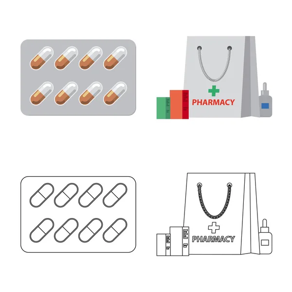 Vektor design av apotek och sjukhus tecken. Uppsättning av apotek och affärer aktiesymbol för webben. — Stock vektor