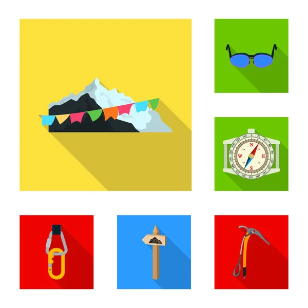 Vektor ilustrasi alpinisme dan puncak logo. Collection of alpinism and camp stock symbol for web . - Stok Vektor