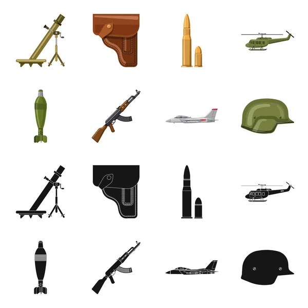 Ilustração vetorial de arma e logotipo da arma. Coleta de arma e ícone do vetor do exército para estoque . — Vetor de Stock