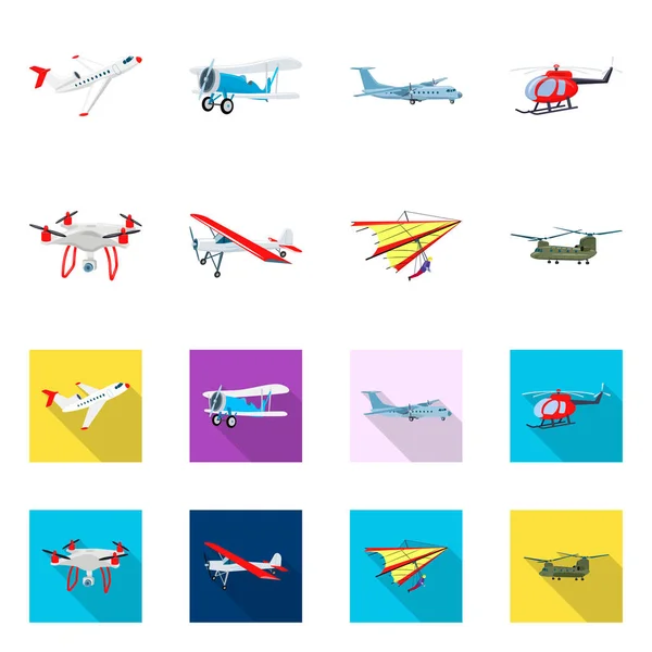 Vektorové ilustrace letadlo a dopravní značka. Sada letadlo a obloha vektorové ilustrace. — Stockový vektor