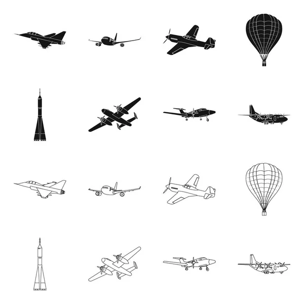 Illustration vectorielle du logo avion et transport. Ensemble d'illustration vectorielle plan et ciel . — Image vectorielle