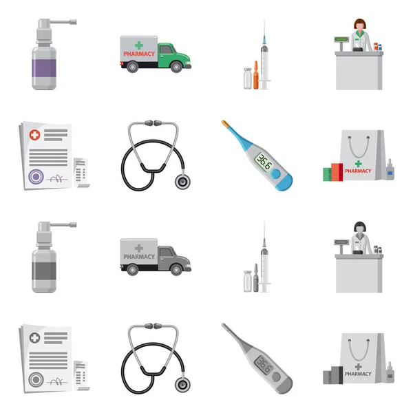 Vektor Illustration Von Apotheke Und Krankenhaus Symbol Abbildung Von Pharmazeutika — Stockvektor