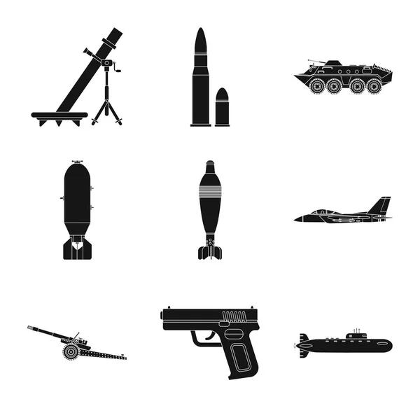 Vector illustration of weapon and gun symbol. Set of weapon and army stock symbol for web. — Stock Vector