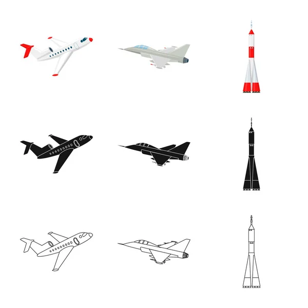 Illustration vectorielle de l'avion et icône de transport. Collection d'illustration vectorielle plan et ciel . — Image vectorielle