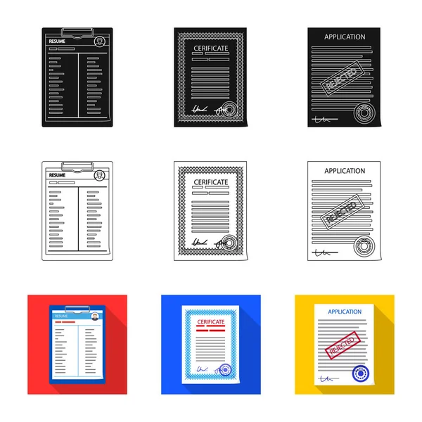 Diseño vectorial de forma y símbolo de documento. Conjunto de ilustración de vector de forma y marca . — Archivo Imágenes Vectoriales