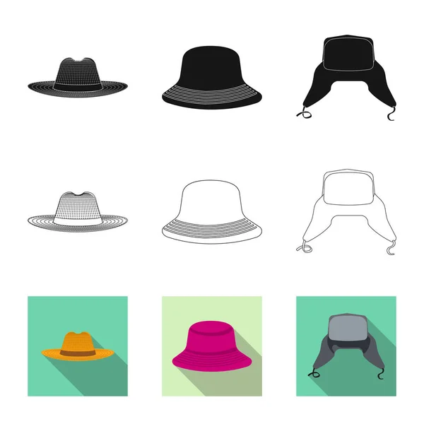 Objeto isolado de headwear e ícone de boné. Coleção de chapéus e acessórios ilustração vetorial . — Vetor de Stock