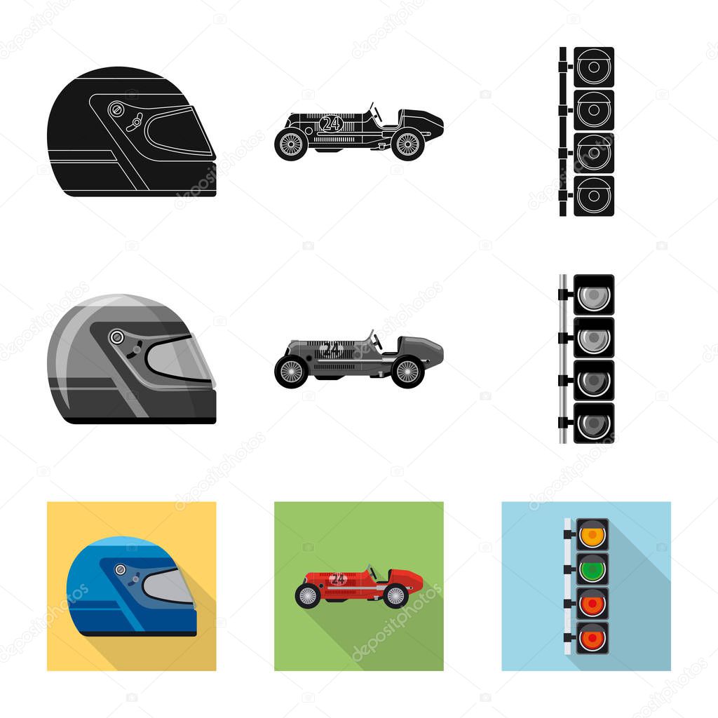 Isolated object of car and rally symbol. Set of car and race stock symbol for web.