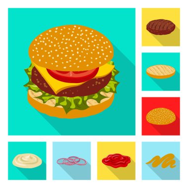 Burger tasarım vektör ve işareti sandviç. Burger ve dilim hisse senedi simgesi için web topluluğu.