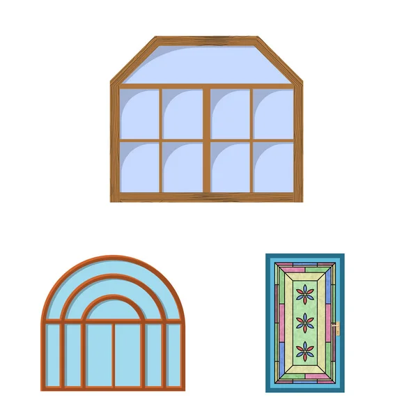 Ізольований об'єкт двері та передній логотип. Колекція дверних і дерев'яних векторних значків для складів . — стоковий вектор