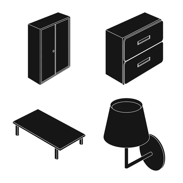 Objeto aislado del dormitorio y el icono de la habitación. Conjunto de dormitorio y muebles símbolo de stock para web . — Vector de stock