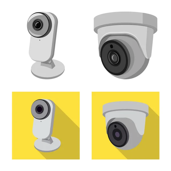 Design vettoriale del segno cctv e fotocamera. Raccolta di icone vettoriali cctv e di sistema per magazzino . — Vettoriale Stock