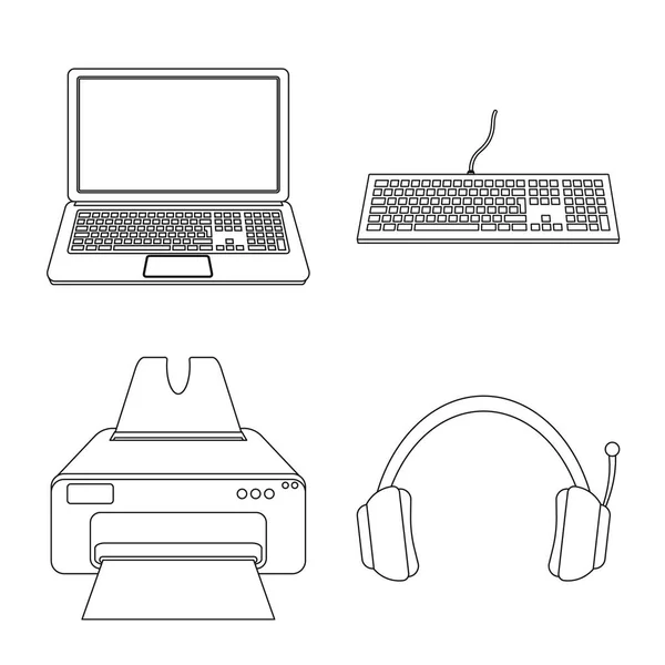 Illustration vectorielle de l'ordinateur portable et icône de l'appareil. Collection d'illustration vectorielle de stock d'ordinateur portable et de serveur . — Image vectorielle