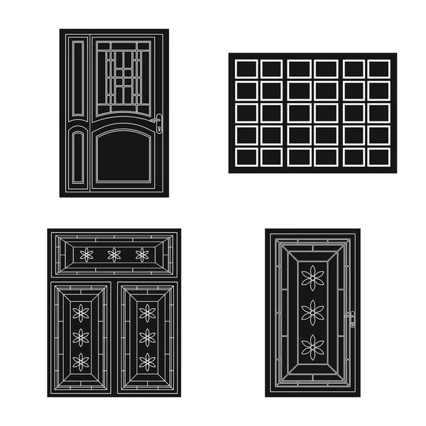 Ilustração vetorial da porta e símbolo dianteiro. Conjunto de porta e vetor de madeira ícone para estoque . — Vetor de Stock