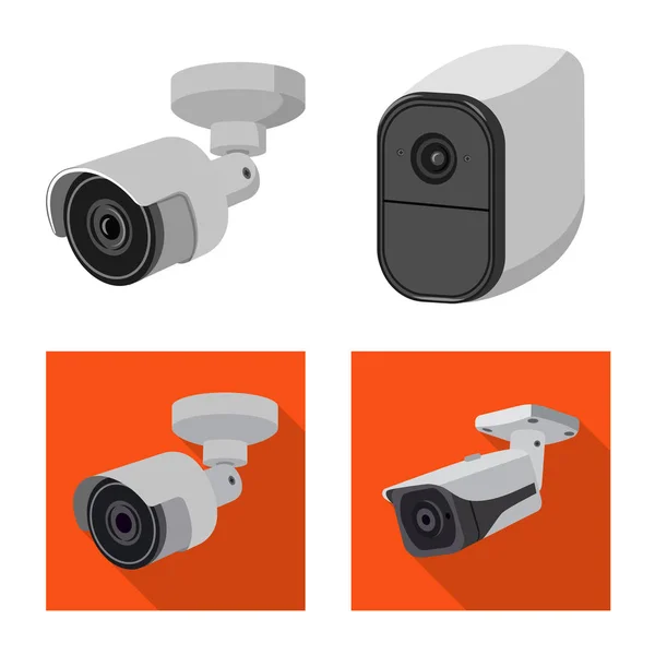 Изолированный объект видеонаблюдения и логотип камеры. Коллекция значков видеонаблюдения и вектора системы на складе . — стоковый вектор