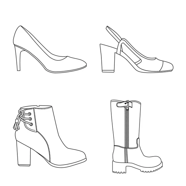 Objet isolé de chaussures et symbole de femme. Collection de chaussures et icône vectorielle pied pour stock . — Image vectorielle