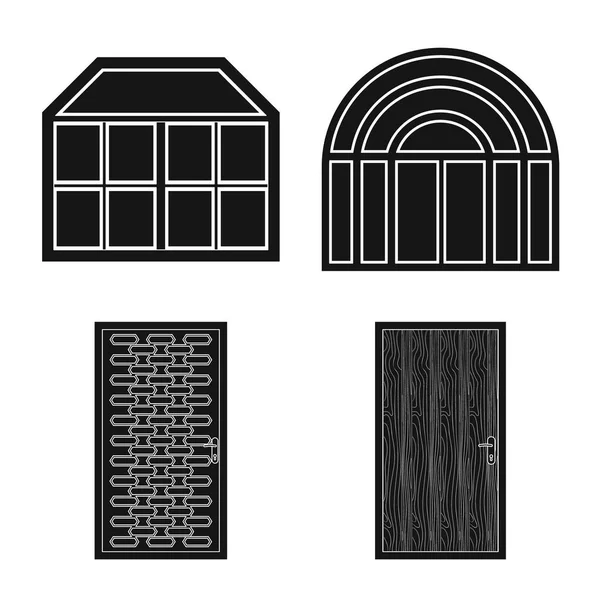 Conception vectorielle de la porte et du panneau avant. Collection de porte et illustration vectorielle en bois . — Image vectorielle
